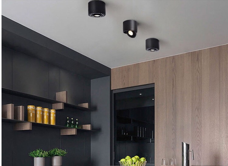 Đèn Led ống bơ xoay góc 360 độ 7w ốp trần spotlight COB cao cấp TL-CD360-01 vỏ đen