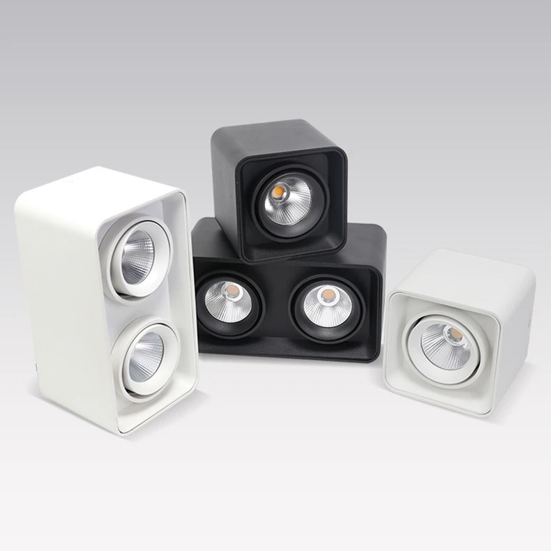 Đèn LED gắn nổi trần hộp vuông đôi xoay chỉnh góc chiếu cao cấp 10w trang trí nội thất hiện đại TL-OBV03-2
