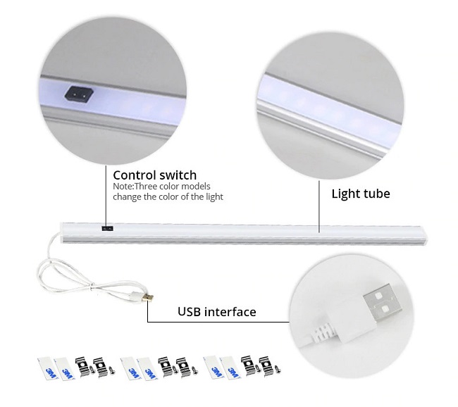 Đèn LED thanh nhôm 12v 30cm cảm biến vẫy tay lắp tủ quần áo, tủ bếp cao cấp TL-TBV-01-1