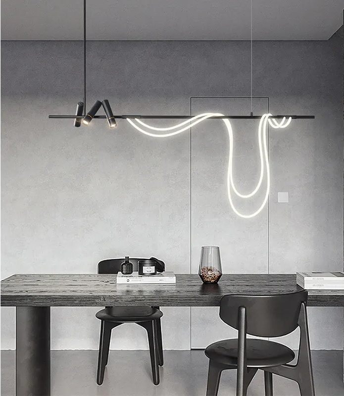Đèn LED treo thả bàn ăn spotlight cao cấp kiểu dáng đơn giản Bắc Âu trang trí nhà bếp hiện đại màu Black TL-BA0084