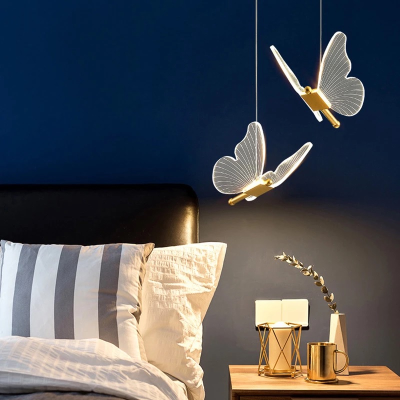 Đèn thả đầu giường gắn trần LED hiện đại hình bướm đơn giản Bắc Âu trang trí phòng ngủ dây treo 1.8m điều chỉnh cao cấp TL-DT-CT33