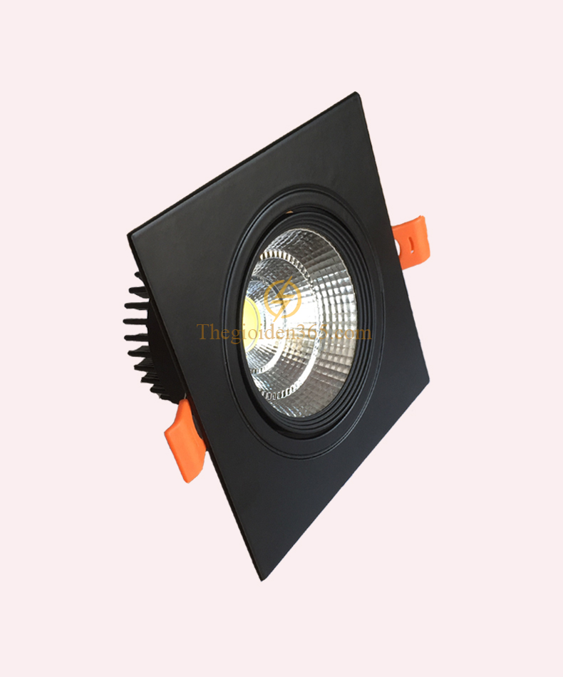 Đèn âm trần vuông đơn 7w downlight Led COB viền đen vỏ đen D90 TLV-ACOB-7W02