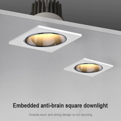 Đèn âm trần downlight tán quang LED COB mặt vuông xoay góc 30 độ phi 75 7w 12w chip Bridgelux nguồn Done chống chói cao cấp TL-ATCVP75