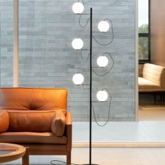 Đèn cây đứng hiện đại bóng thủy tinh E27 chiếu sáng trang trí phòng khách phòng ngủ cao cấp H160cm TL-DS6BLK