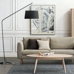 Đèn cây hiện đại chụp vải LED kiểu dáng Bắc Âu đứng góc sofa phòng khách phòng ngủ trang trí cao cấp H180cm vỏ đen TL-DC1434