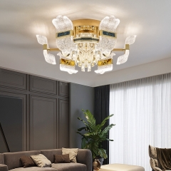 Đèn chùm ốp trần pha lê cao cấp trang trí phòng khách chung cư hiện đại TL-DC-PL03