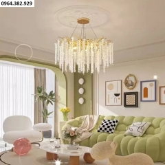 Đèn chùm pha lê trang trí phòng khách phòng ngủ LED G9 chiếu sáng phong cách nội thất Châu Âu hiện đại cao cấp TL-YE105