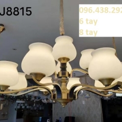 Đèn chùm phòng khách chao thủy tinh LED E27 6 tay 8 tay cao cấp trang trí nhà hàng khách sạn biệt thự phong cách Trung Hoa cổ điển TL-DC-JLJ8815