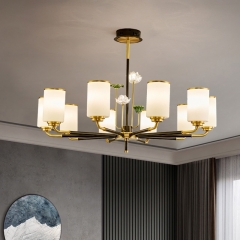 Đèn chùm phòng khách chao thủy tinh LED E27 cao cấp trang trí nhà hàng biệt thự phong cách Trung Hoa cổ điển TL-DC-D066
