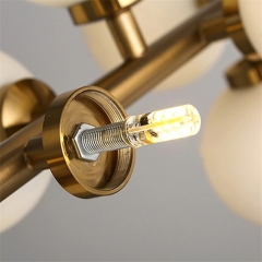 Đèn chùm thủy tinh cao cấp LED G4 vỏ trắng đục 15 25 bóng trang trí phòng khách phòng ngủ phòng ăn Nordic hiện đại TL-DC039E
