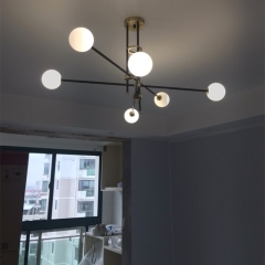 Đèn chùm thủy tinh cao cấp LED G9*6 bóng trắng đục trang trí phòng khách phòng ngủ phòng ăn kiểu dáng Bắc Âu hậu hiện đại TL-DC691