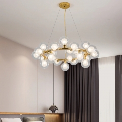 Đèn chùm thủy tinh cao cấp LED G9 màu hổ phách 15 bóng 25 bóng trang trí phòng khách phòng ngủ phòng ăn hiện đại TL-DC039F