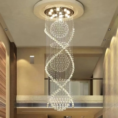 Đèn chùm treo thả thông tầng cầu thang pha lê cao cấp trang trí nội thất bóng LED bulb GU10 H260cm TL-DC213