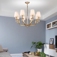 Đèn chùm treo trần pha lê chao vải LED E14 cao cấp trang trí phòng khách kiểu dáng vintage Châu Âu cổ điển TL-DC-PL8050