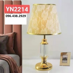 Đèn để bàn phòng ngủ LED E27 chụp vải hoa văn cao cấp trang trí phong cách Bắc Âu đơn giản hiện đại TL-DB-YN2214