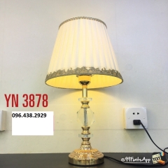 Đèn để bàn phòng ngủ LED E27 chụp vải xếp ly cao cấp trang trí phong cách Bắc Âu đơn giản hiện đại TL-DB-YN3878