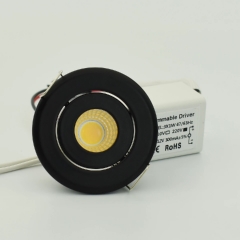 Đèn LED gắn âm loại nhỏ 3w chỉnh góc cao cấp chiếu rọi trang trí tủ rượu tủ kệ tủ trưng bày hiện đại vỏ đen D45mm TL-SPL02