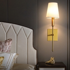 Đèn LED gắn tường phòng khách phòng ngủ hiện đại E27 chụp vải chiếu sáng trang trí kiểu dáng Bắc Âu vintage H53cm TL-DT3121