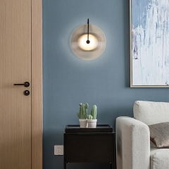 Đèn LED gắn tường thủy tinh mặt tròn cao cấp chiếu sáng trang trí phòng khách phòng ngủ kiểu dáng Bắc Âu hiện đại bóng G4 D25cm TL-DT7025