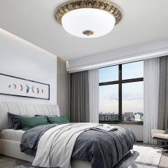 Đèn LED ốp trần đồng trang trí phòng khách phòng ngủ phòng ăn phong cách Châu Âu cổ điển E27 D400mm cao cấp TL-YN-X0020