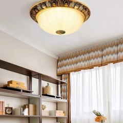 Đèn LED ốp trần đồng trang trí phòng khách phòng ngủ phòng ăn phong cách Châu Âu cổ điển E27 D400mm cao cấp TL-YN-X0020
