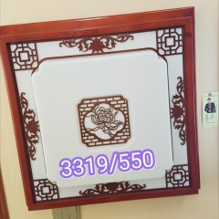 Đèn LED ốp trần gỗ mặt Acrylic vuông hoa cúc cao cấp trang trí phòng khách phòng ngủ phòng ăn phong cách Trung Hoa cổ điển D55cm TL-OPT3319