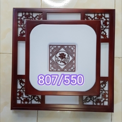 Đèn LED ốp trần gỗ mặt Acrylic vuông hoa sen cao cấp trang trí phòng khách phòng ngủ phòng ăn phong cách Trung Hoa cổ điển D55cm TL-OPT807