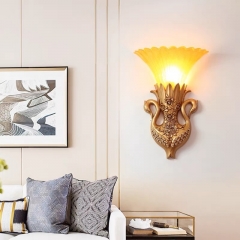Đèn LED ốp tường cổ điển E27 đôi chim hạc trang trí phòng khách phòng ngủ biệt thự căn hộ phong cách Châu Âu cao cấp TL-YN6126