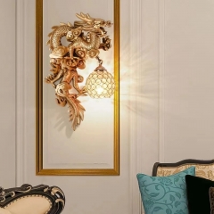 Đèn LED ốp tường cổ điển E27 hình con rồng chụp pha lê trang trí phòng khách phòng ngủ biệt thự căn hộ phong cách Châu Âu cao cấp TL-YN6261/2