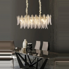 Đèn LED treo thả bàn ăn bàn đảo bếp pha lê hình lá kiểu dáng Châu Âu hiện đại chiếu sáng trang trí nhà hàng chung cư căn hộ cao cấp TL-BA1231