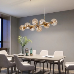 Đèn LED treo thả bàn ăn E27*8 bóng thủy tinh trong cao cấp kiểu dáng đơn giản Bắc Âu Nordic trang trí nhà hàng chung cư căn hộ hiện đại TL-BA0810