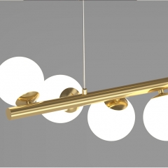Đèn LED treo thả bàn ăn G9 9 bóng thủy tinh trắng đục cao cấp kiểu dáng đơn giản Bắc Âu trang trí chung cư căn hộ hiện đại D100cm TL-BA9221