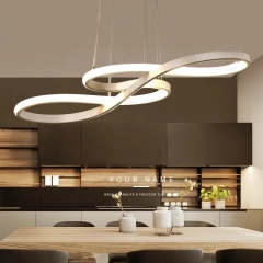 Đèn ốp trần thả bàn ăn hiện đại vòng LED xoắn trang trí nội thất cao cấp vỏ bạc TL-BA064