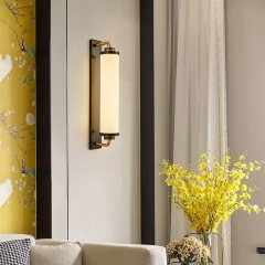 Đèn ốp tường đồng LED 24w cao cấp trang trí phòng khách phong cách Trung Hoa hiện đại H60cm TL-DT8418