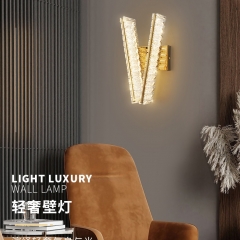 Đèn ốp tường pha lê cao cấp hình chữ V trang trí hành lang lối đi phòng khách trong nhà nhỏ gọn phong cách Bắc Âu hiện đại LED 12W TL-DT-LD6042