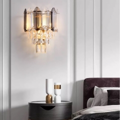Đèn ốp tường pha lê cao cấp trang trí phòng khách phòng ngủ phong cách Châu Âu E14 H29CM DPL-7657