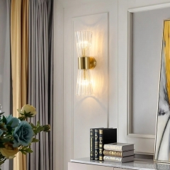 Đèn ốp tường pha lê cao cấp trang trí phòng khách phòng ngủ phong cách Châu Âu hiện đại bóng LED E14*2 D12cmxH40cm TL-DT-PL814