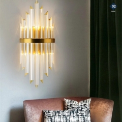 Đèn ốp tường pha lê cao cấp trang trí phòng khách phòng ngủ phong cách Châu Âu hiện đại bóng LED E14 D22cmxH52cm TL-DT-PL817