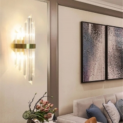 Đèn ốp tường pha lê cao cấp trang trí phòng khách phòng ngủ phong cách Châu Âu hiện đại bóng LED E14 D22cmxH52cm TL-DT-PL817