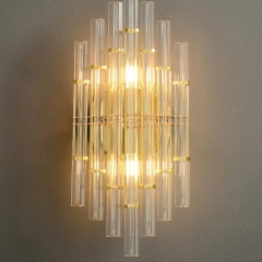 Đèn ốp tường pha lê cao cấp trang trí phòng khách phòng ngủ phong cách Châu Âu hiện đại bóng LED E14 D23cmxH50cm TL-DT-PL816