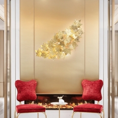 Đèn ốp tường phòng ngủ hình lá phong mạ vàng LED G9*6 cao cấp trang trí nội thất kiểu dáng Châu Âu hiện đại H90cm TL-DT-LD8042