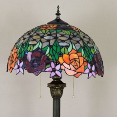 Đèn sàn đồng chao thủy tinh họa tiết cổ điển LED E27 trang trí đứng góc phòng ngủ phong cách Bắc Âu vintage TL-DS72