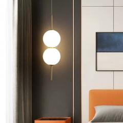 Đèn thả đầu giường phòng ngủ thủy tinh bóng trắng đục cao cấp LED chiếu sáng trang trí phong cách tối giản Bắc Âu hiện đại D10cm TL-DT8013