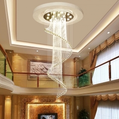 Đèn thả thông tầng ốp trần khách sạn hội trường pha lê bóng LED bulb gu10 dài 2,6m 3m cao cấp TL-DC214