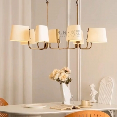 Đèn treo thả bàn ăn đồng kiểu dáng vintage cổ điển LED E14 chụp vải cao cấp trang trí nhà hàng khách sạn phong cách Bắc Âu TL-DTH-YB37
