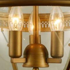 Đèn treo thả bàn ăn quả cầu thủy tinh khung đồng LED E14*3 trang trí nhà hàng khách sạn phong cách Châu Âu cổ điển D42cm TL-DC-158