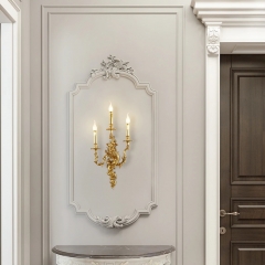 Đèn tường nến đồng cổ điển 3 tay trang trí cầu thang lối đi phòng khách phòng ngủ phòng bếp phong cách Châu Âu LED E14 TL-TL-GT729-3